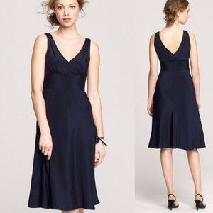 J. Crew Sophia Black Dress Silk Tricotine V-neck Sleeveless
